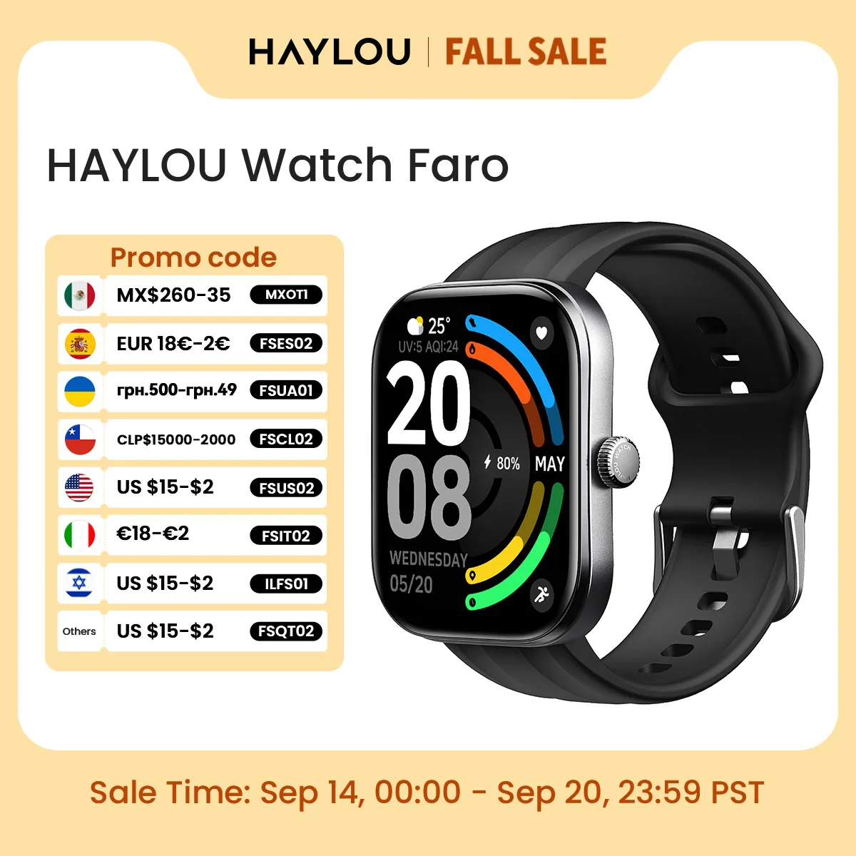 HAYLOU Watch Faro Voice Calling Smart Watch 2.01'' HD Screen 24H Health Monitor 150+ Sports Modes Bluetooth Smartwatch Men Women