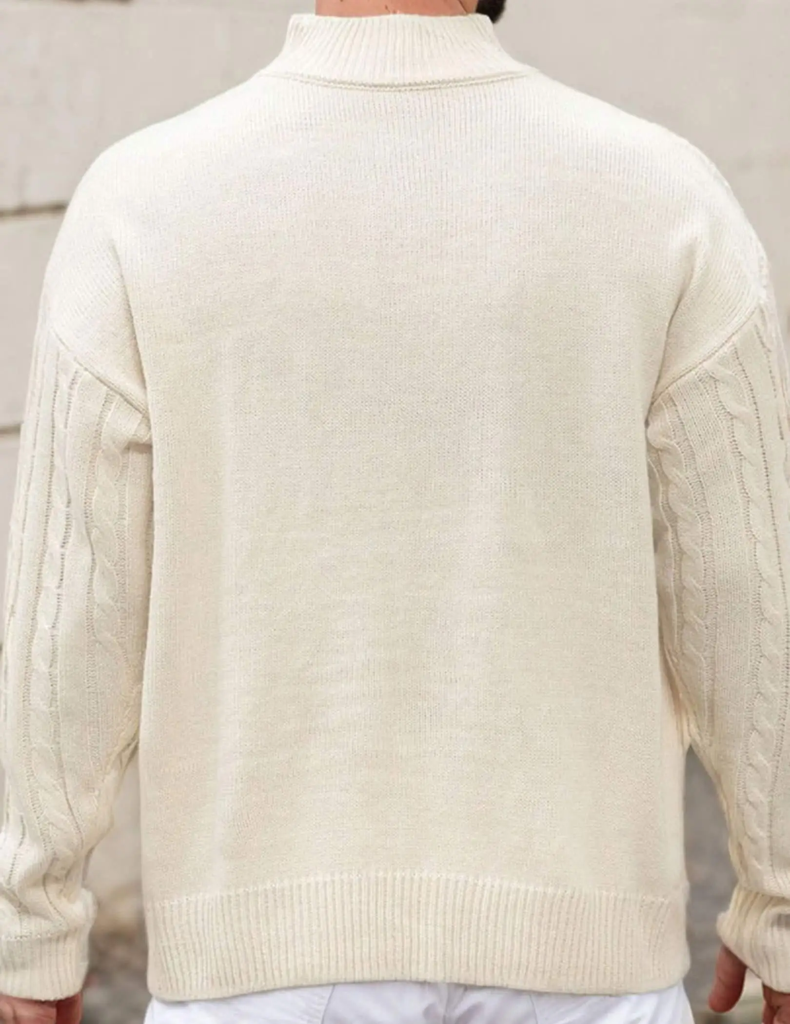 Maglione pullover casual a maniche lunghe tinta unita con cerniera frontale da uomo