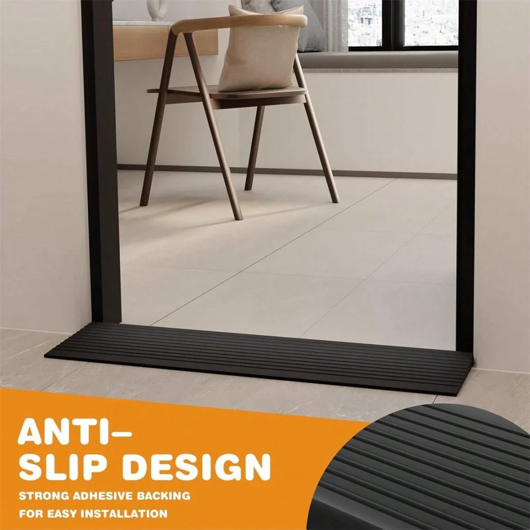 1 قطعة 0.9 متر × 5 سنتيمتر متعددة الأغراض المنحدر حصيرة عتبة الباب منحدر- ذاتية اللصق ، متينة ، غير قابلة للانزلاق ، مناسبة للمكانس الروبوتية
