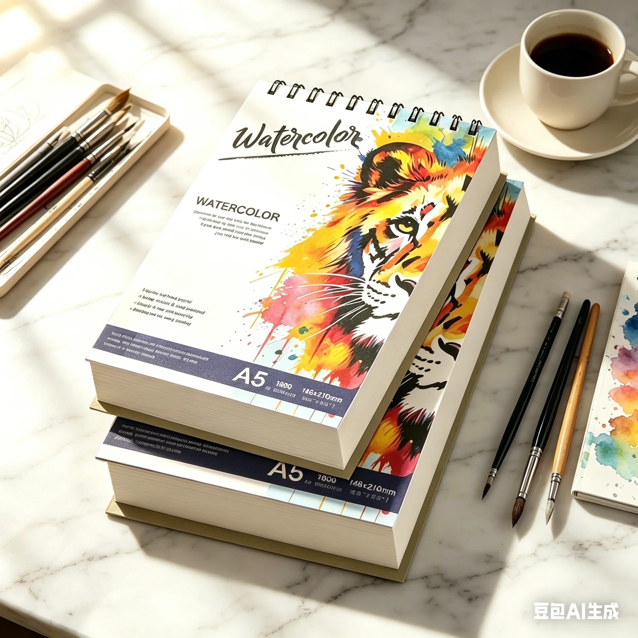 A5 Spiral Bound Watercolor Sketchbook - High-Quality Thickened Cover, Durable Paper, Perfect for Both Watercolor Painting and Sketching, Ideal for Artists and Art Students | Art Cover Design | Secure Binding, Great Gift Option for Birthdays/Christma