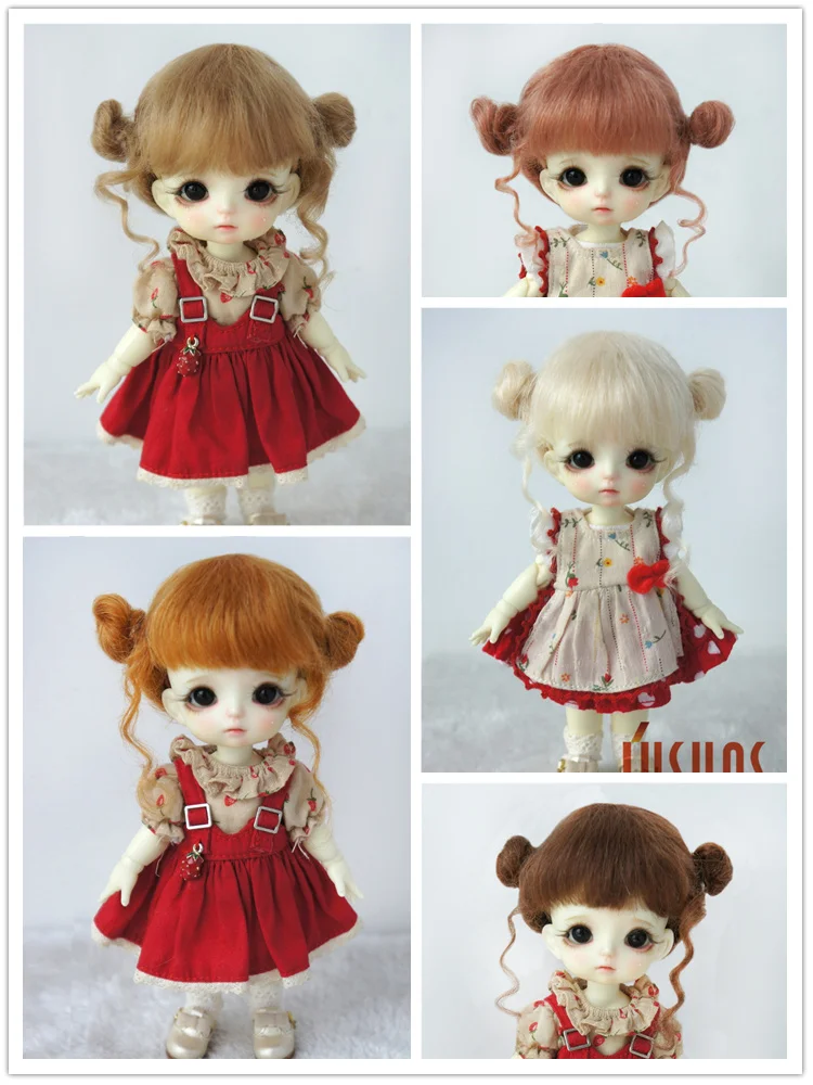 JD406 All Sizes  Lovely Twins Buns BJD Mohair Wig From Size 4-5 inch To 8-9 inch 1/12 1/8 1/6 1/4 1/3 OB11 YOSD MSD SD Hair