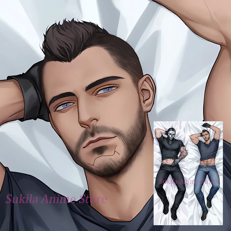 Dakimakura COD Ghost Soap Kongi Anime غطاء وسادة للجسم مطبوع على الوجهين غطاء وسادة بالحجم الطبيعي #3