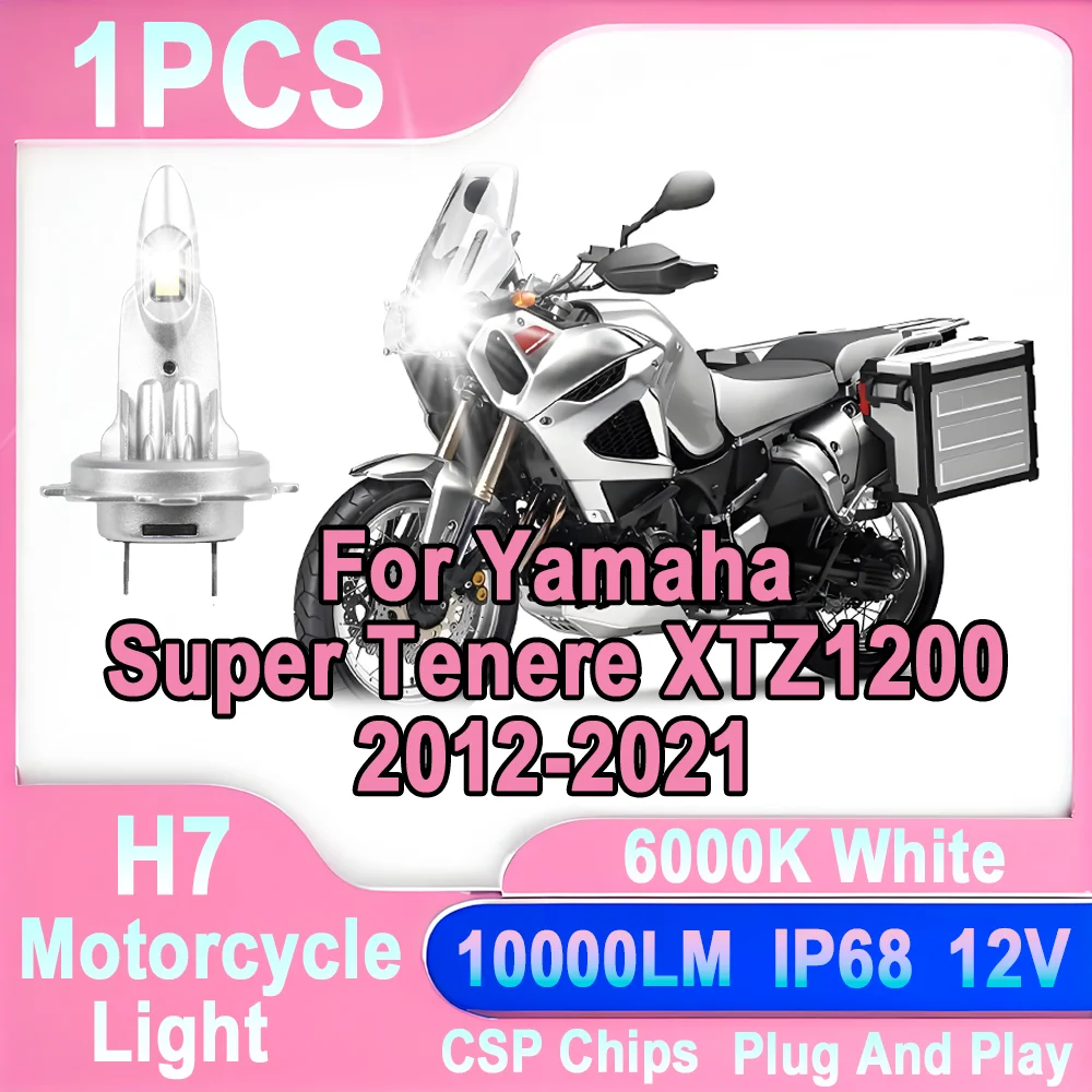

6000K белая 60 Вт H7 светодиодная лампа для фар 10000LM мотоциклетная фара 12 В для Yamaha Super Tenere XTZ1200 2012-2021 2013 2014 2015