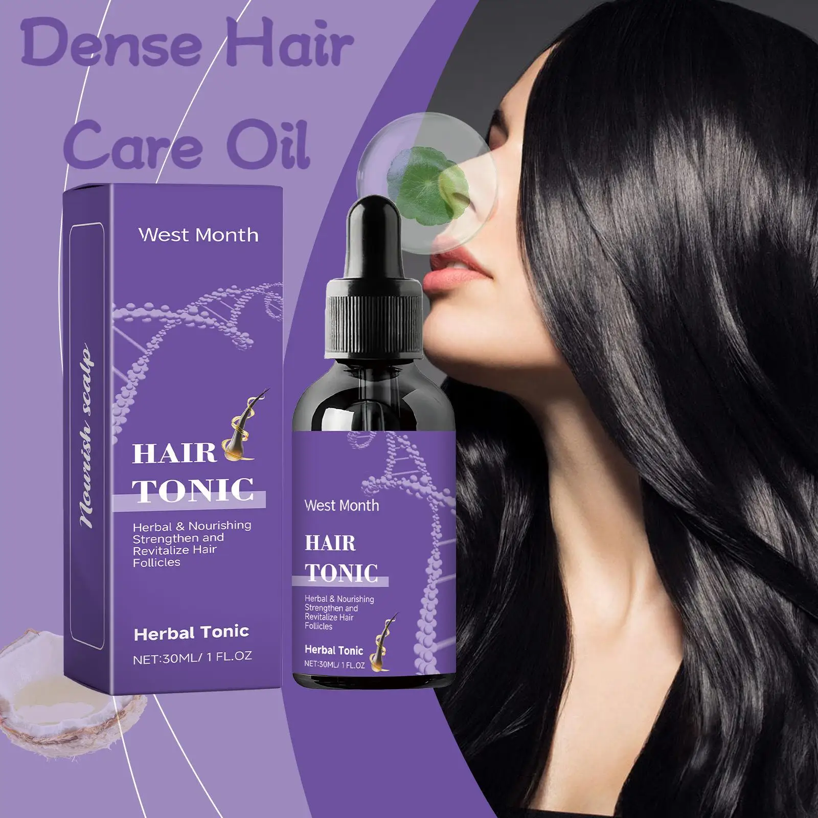 

West Month 30ml Dense Hair Oil Nourish Scalp Follicles Repair Split Ends Luster Prevent Baldness Hair Growth Essential Oil