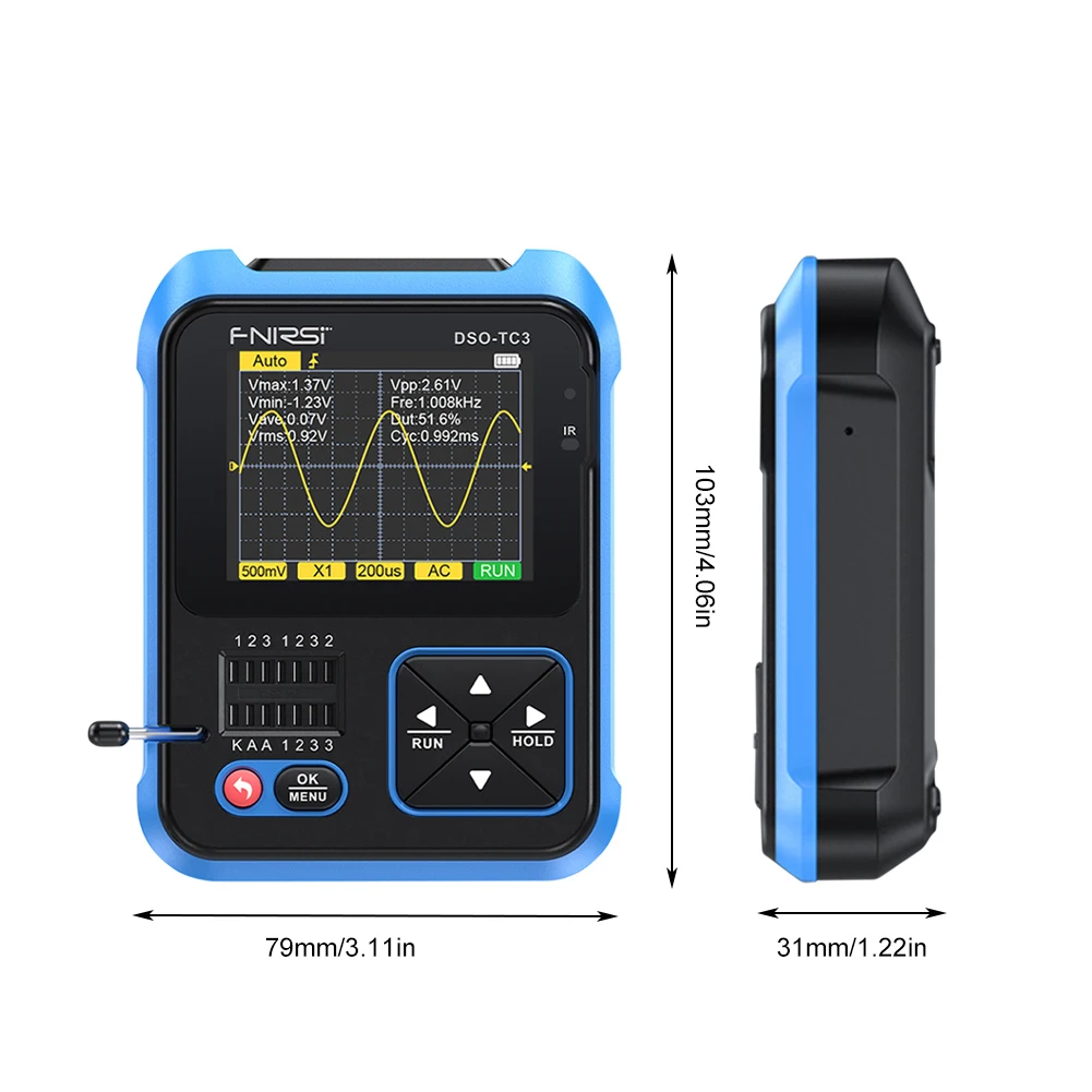 DSO-TC3 oscyloskop cyfrowy ręczny Tester próbnik elektroniczny wielofunkcyjny miernik cyfrowy 3 w 1 z Tester próbnik elektroniczny wyświetlania 2.4