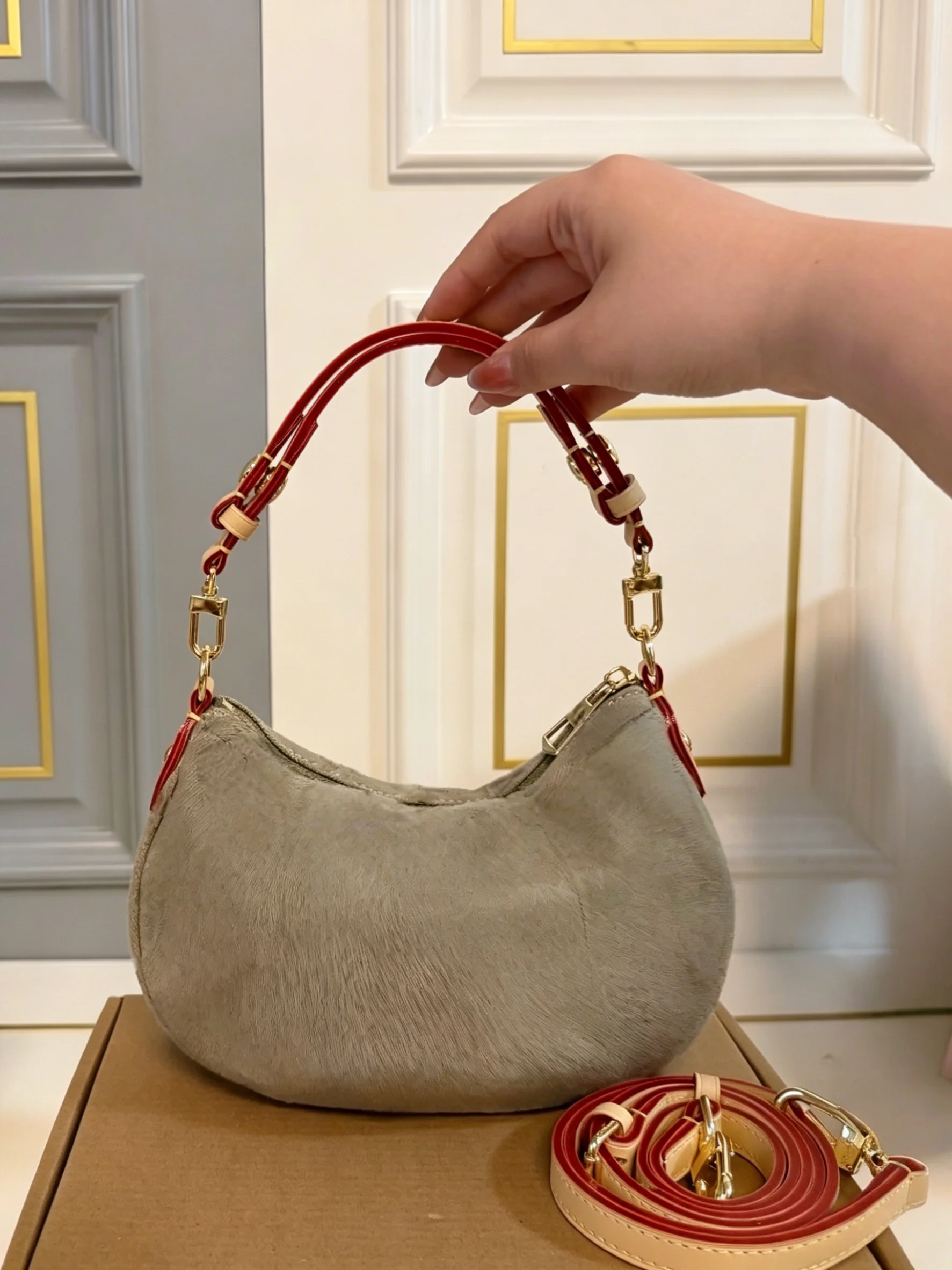 

Women's Casual Underarm Hobo Bag, Canvas Crossbody Purse with Color Block Shoulder Strap Size:20*12cm