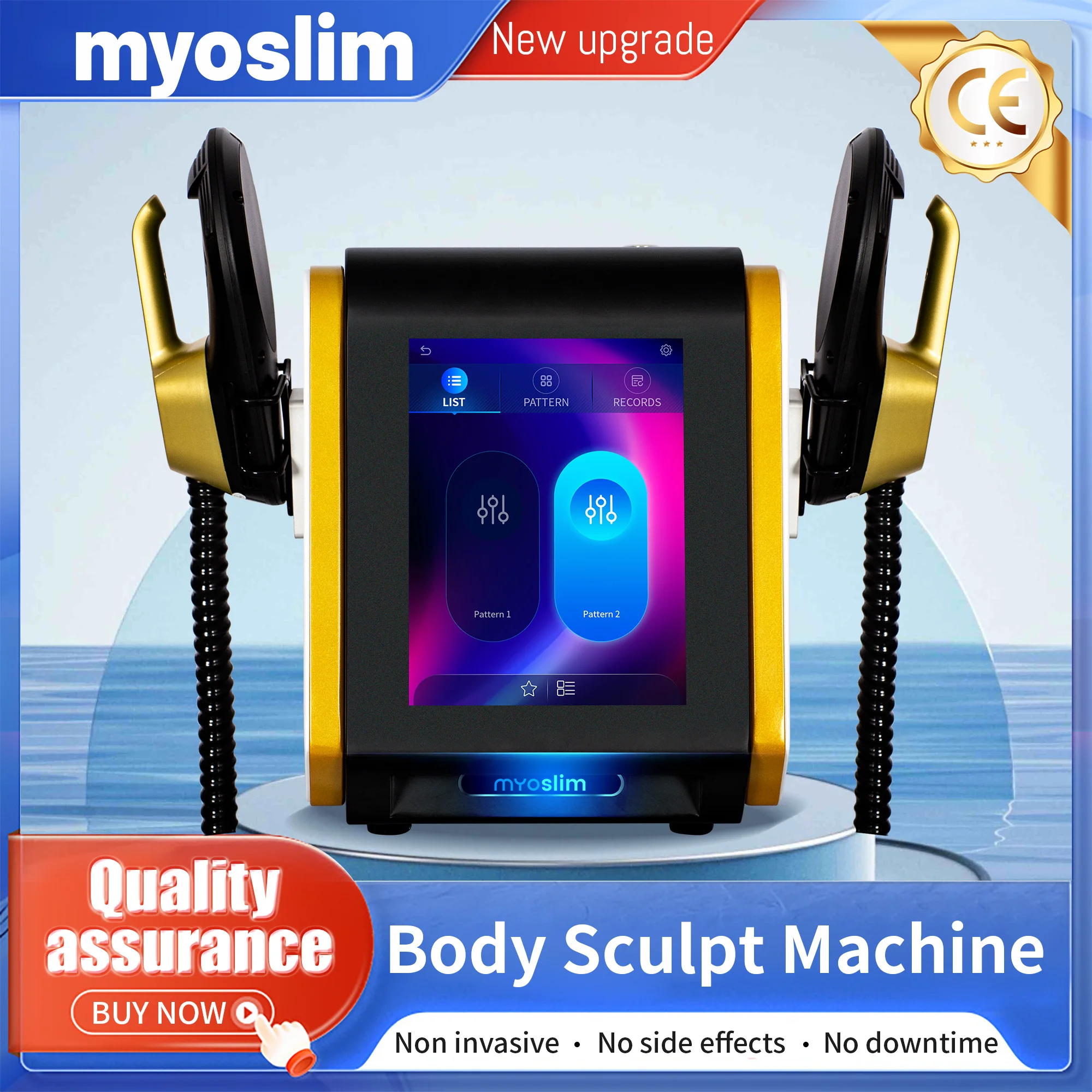 Myoslim 15T 6500W 200HZ HIEMT آلة نحت الجسم حرق الدهون نغمة العضلات عالية الكثافة جهاز التخسيس الكهرومغناطيسي
