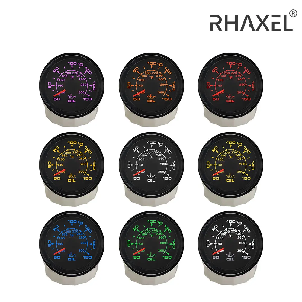 Rhaxel-ユニバーサルオイルゲージ,自動車およびオートバイ用の50-150 ℃ の温度計,52mm,12v/24v