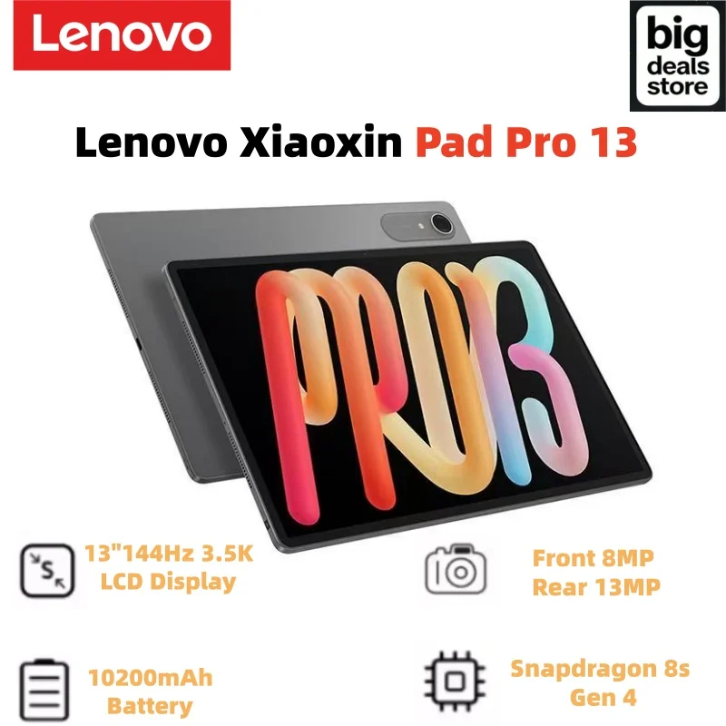 New Lenovo Xiaoxin Pad Pro 13 144Hz 3.5K LCD Screen Tablet Snapdragon 8s Gen 4 10200mAh Battery 45W Tablet PC