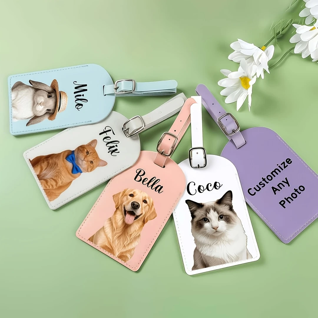 Custom Pet‑Photo Luggage Tag, Personalized Pet Photo & Name, Accessory Travel Gift for Pet Lovers’ Luggage Organizers