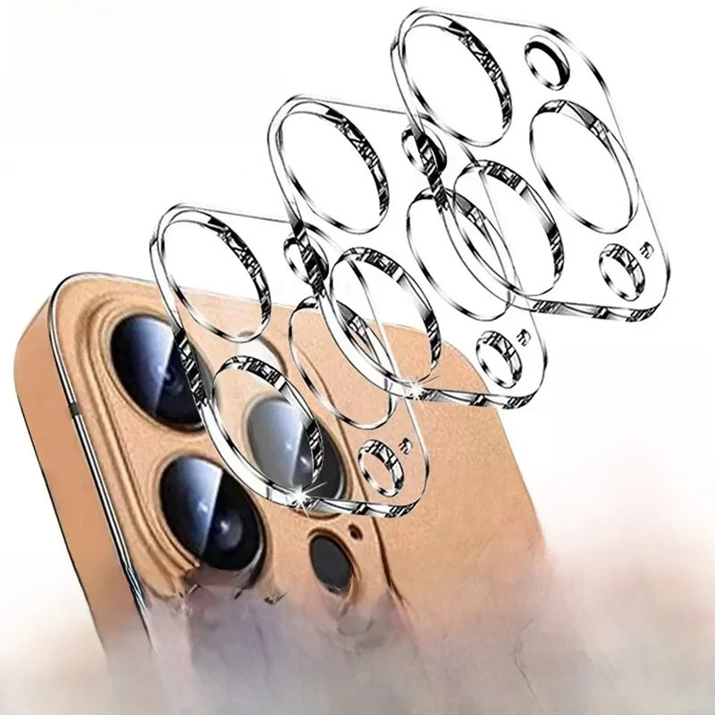 Protecteur d'objectif de caméra en verre, 3 pièces, pour iPhone 15 14 13 11 12 16 Pro Max, Film de protection en verre pour IPhone 13 Mini 15 16 Plus