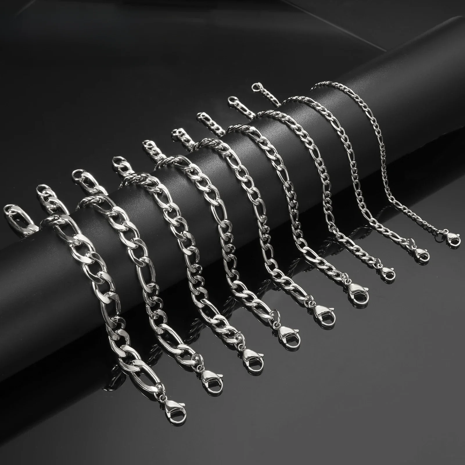 Lucktune bracelet aciers inoxydables figaro Figaro chaîne Bracelet pour hommes femmes acier inoxydable largeur 3-10 MM Bracelets Punk bijoux Couple cadeau Pulsera Hombre nouveau