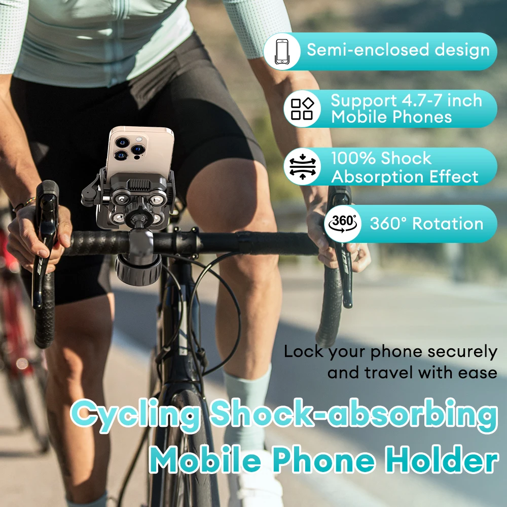 

Амортизирующий держатель для мобильного телефона на велосипеде, вращающийся на 360° велосипедный держатель для мобильного телефона, база без установки для телефона 4,7-7 дюймов