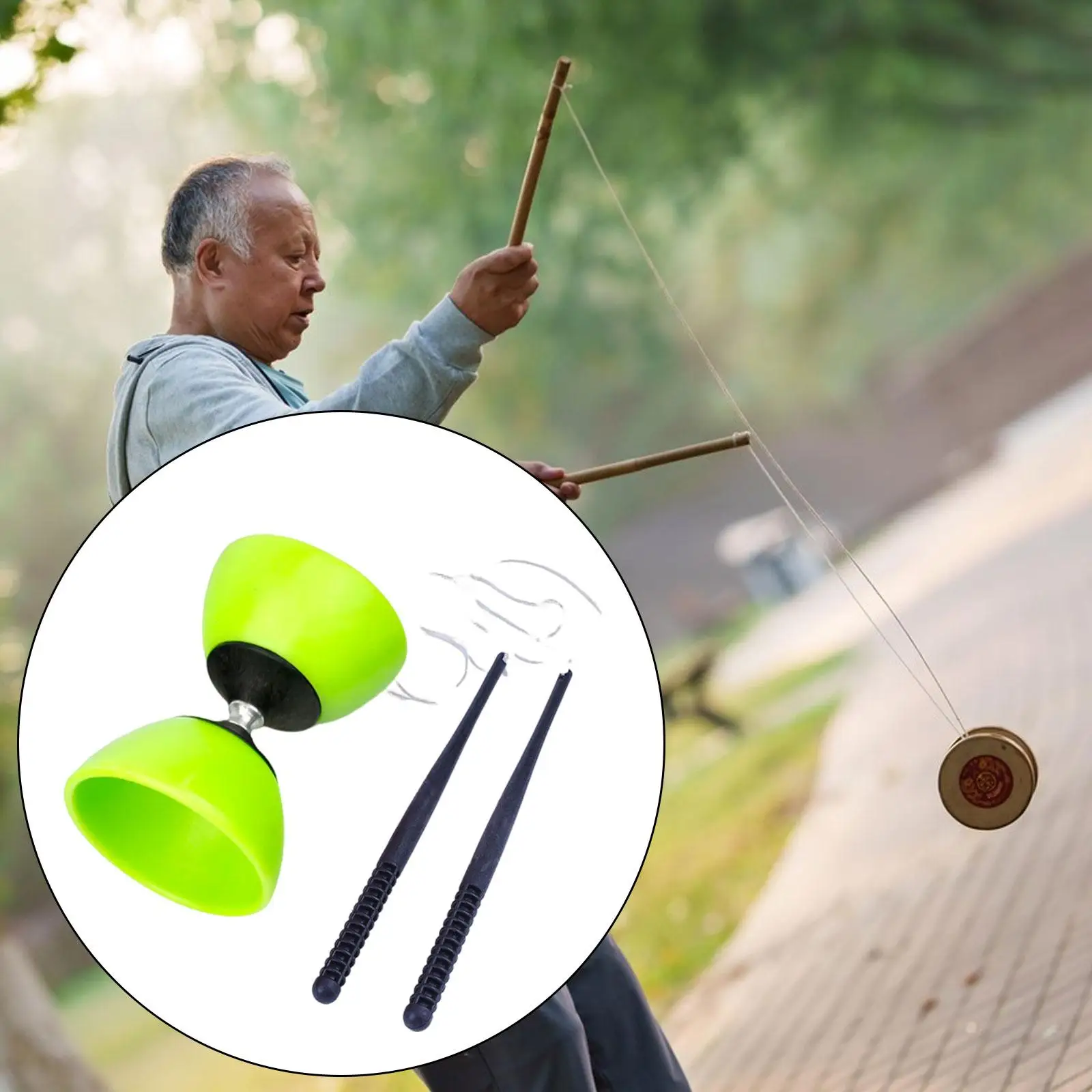 Diabolo Speelgoed Chinese Yoyo Diabolo Set Dubbelkoppig met Drievoudige Lagers Draagbare Jongleerspeelgoed Dikker Top voor Volwassen Kind Beginner