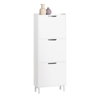 SoBuy FSR151-H-W 3 flap shoe cabinet narrow shoe rack with 6 shelf surfaces Shoe chest of drawers Shoe shelf White