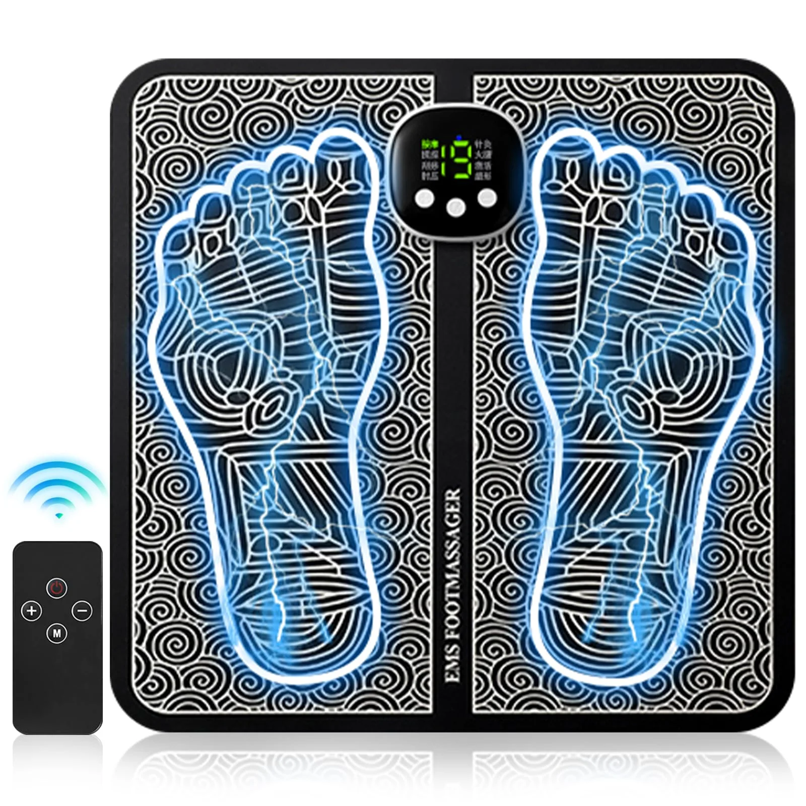 EMS Foot Massage for Muscle Relaxation, Transcutaneous Electronic Nerve Stimulator, LCD Display Screen, Rechargeable Leg Reshaping Muscle Pain Relax Massage Mat W-6 Modes 9 Intensity Levels