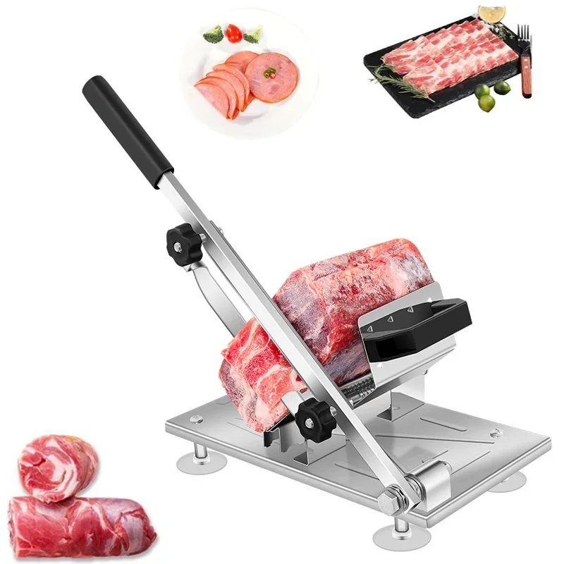 Household Manual Food Fruit Slicer Lamb Beef Slicer Frozen Meat Cutting Machine Mutton Roll Cutter Adjustable Thickness