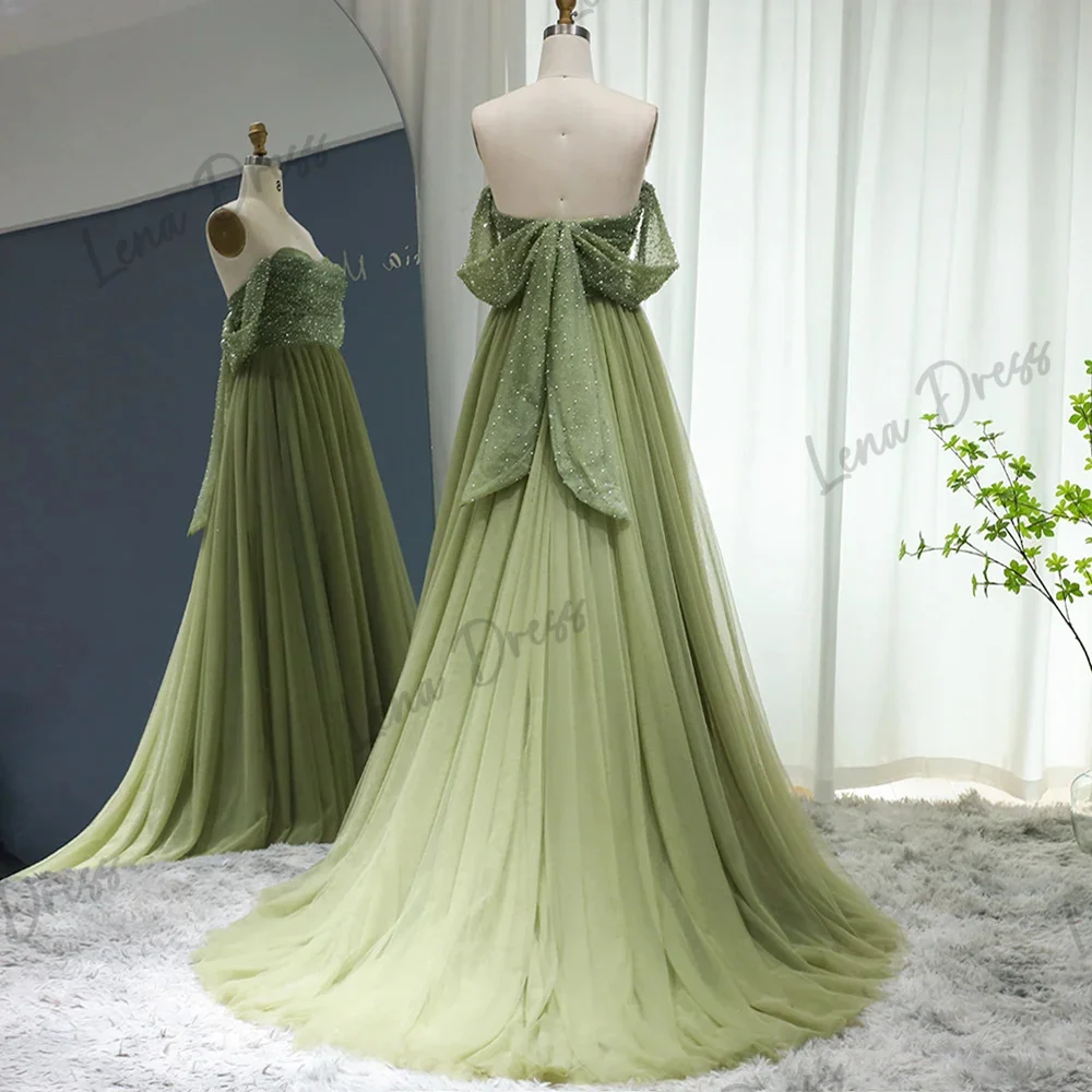 Sweetheart Saudi Evening Dresses 2024 Luxury Green Elegant Dress Woman 2024 Lena Line A Sequins Elegant Formal Dresses for Women