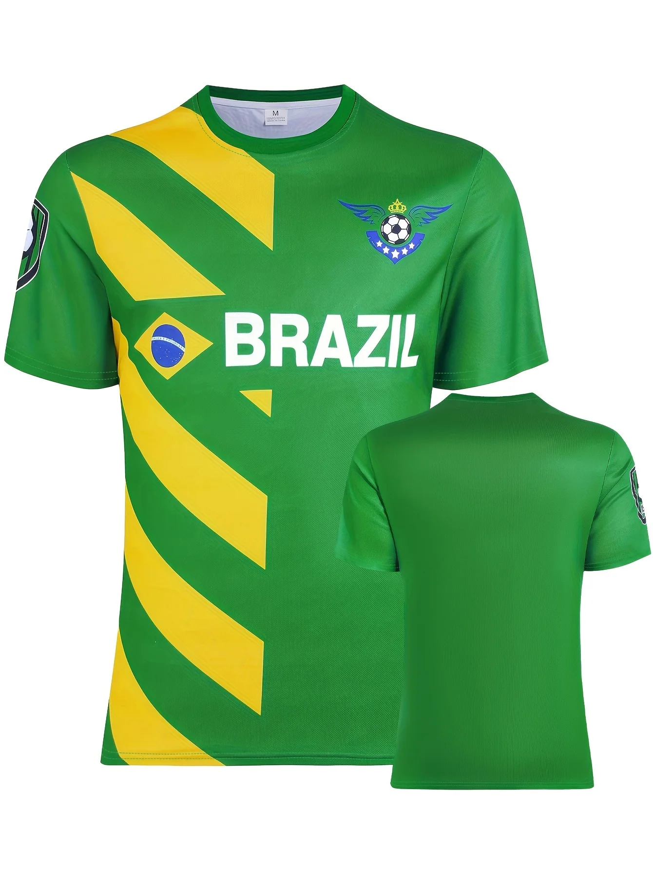 

Summer Men's Colorblock Soccer Quick-Dry High Quality Unisex T-shirt BRAZIL Print Short Sleeve Tees For Match Party Training Top