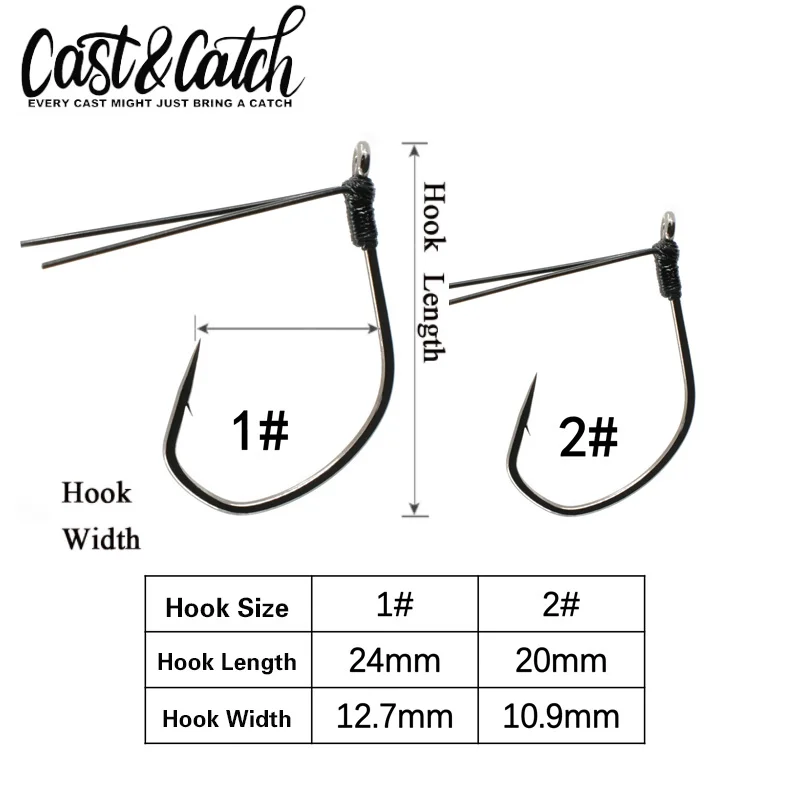 New Cast&Catch 4PCS Weedless Wacky Grass Blocking Wacky Hook Anti-Hanging Hook Bass Hook Fishing Lure Soft Bait Hook Fish Hook