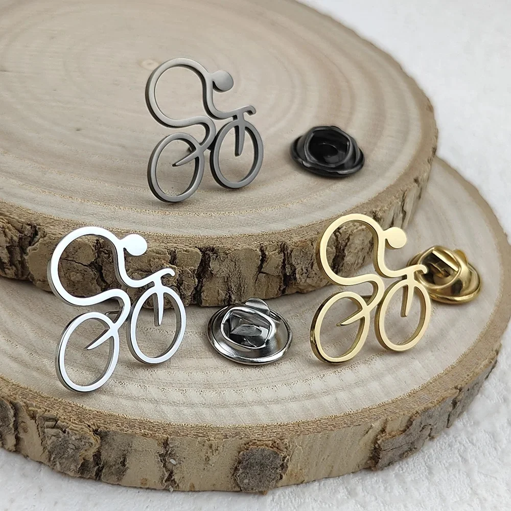 AliExpress Fun bicycle men's lapel pin, 316L stainless steel gold-plated badge, black brooch for suit accessories, gift for father