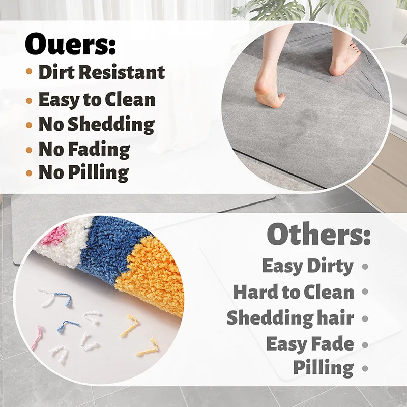 

1 шт. противоскользящий коврик для ванной комнаты, однотонный водопоглощающий быстросохнущий мягкий коврик для туалета с диатомовой землей, домашний кухонный дверной коврик