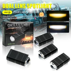 Mini Driving LED Light Motorcycle Car Dual Color Super Bright Auxiliary Headlight Grille Lamps ATV UTV Car Fog Offroad 12V-80V