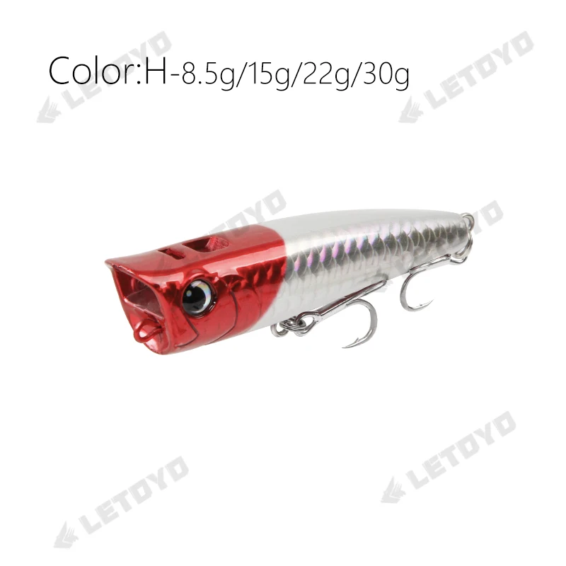 LETOYO Topwater Popper 8,5–30 g schwimmende Rock-Pop künstliche Hartköder für Barsch, Barsch, Hecht, Angelköder