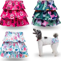 Washable Female Dog Diaper Physiological Pants Cute Printed Nappy Belly Wrap Reusable Short Underwear Diapers for Large Dogs