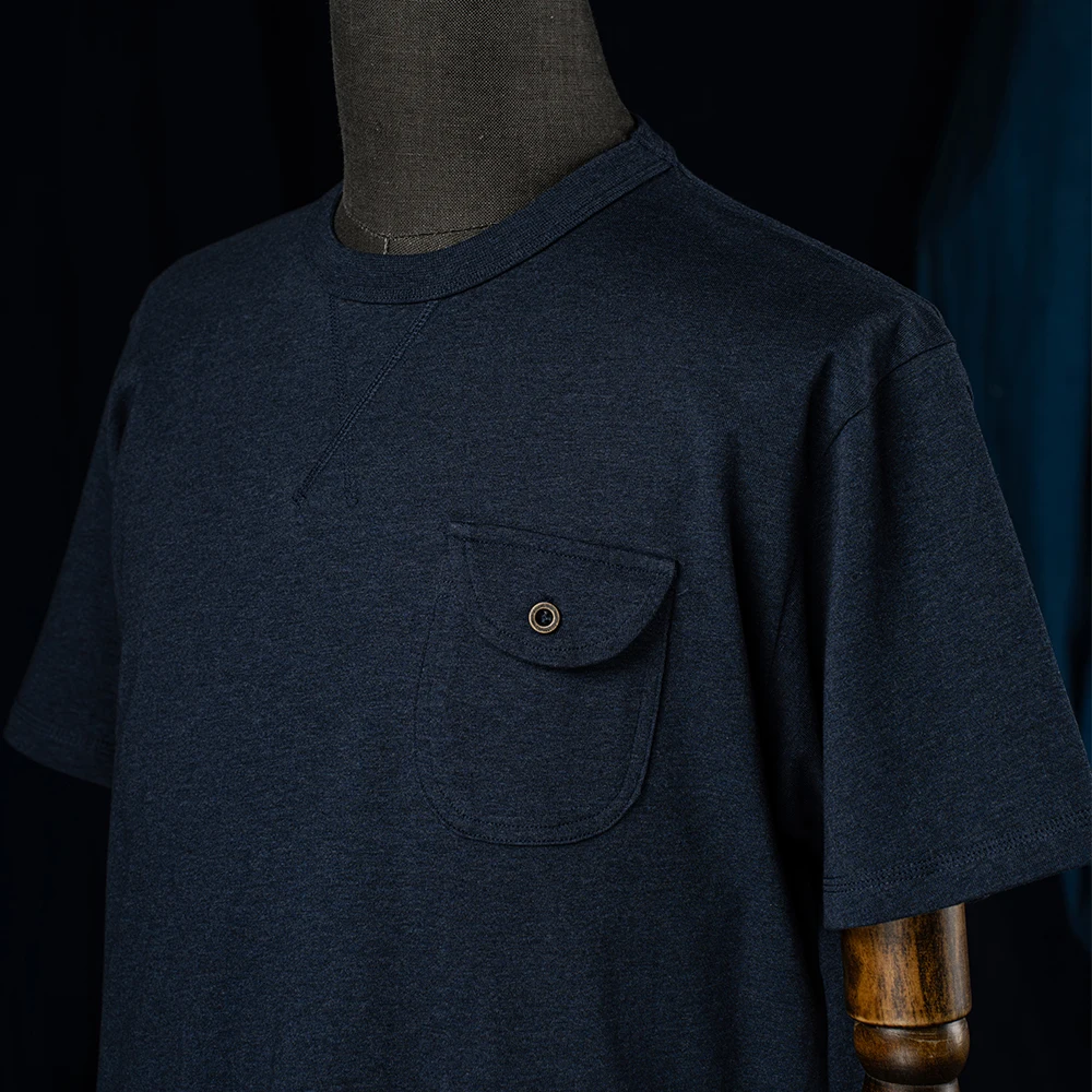New Summer Vintage Cotton Casual T-Shirt Men Navy Blue Short Sleeve T-Shirt Basic Soild Round Neck