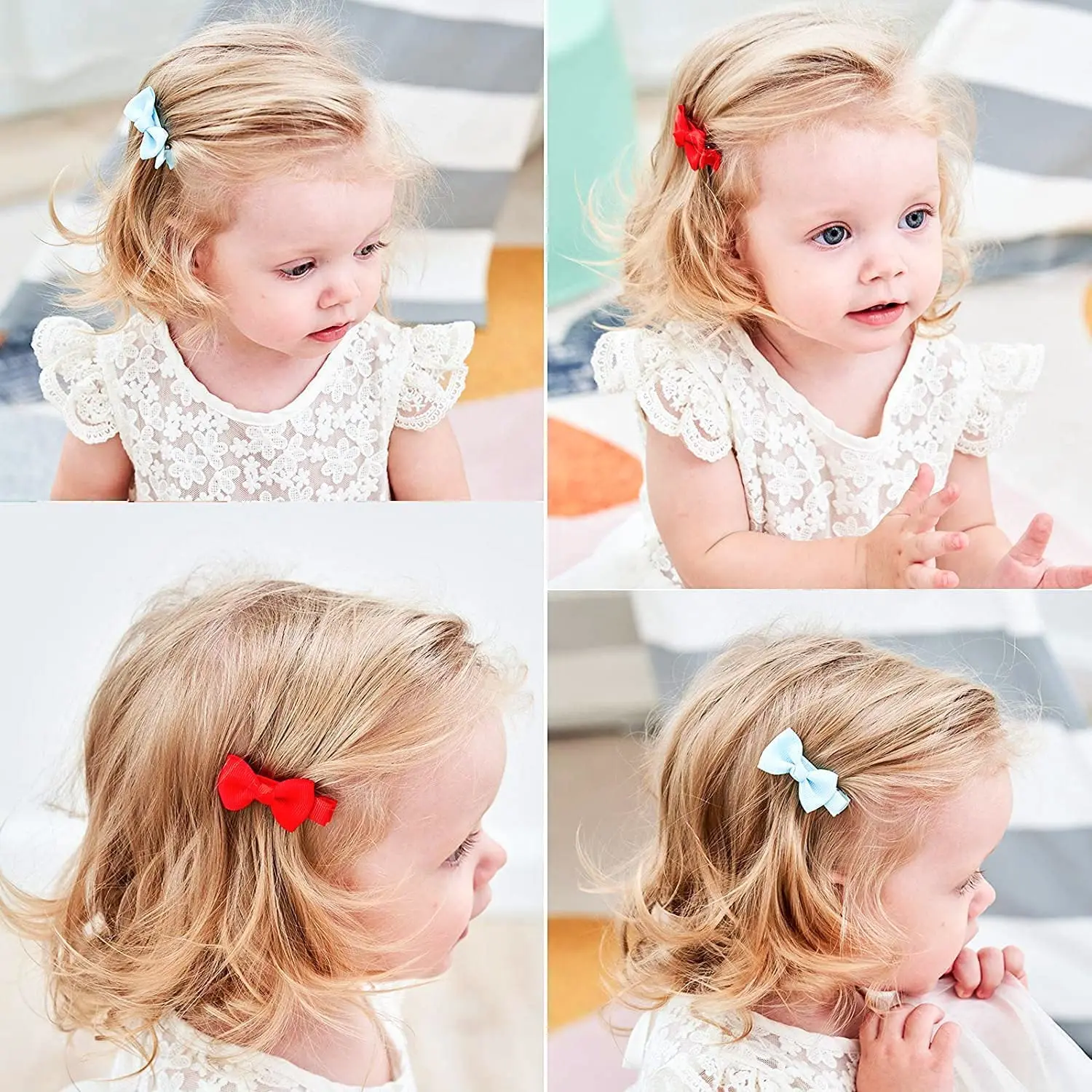 20pcs Solid Ribbon Bowknot Hair Clips For Baby Girls Handmade Cute Bows Hairpin Barrettes Headwear Kids Hair Accessories