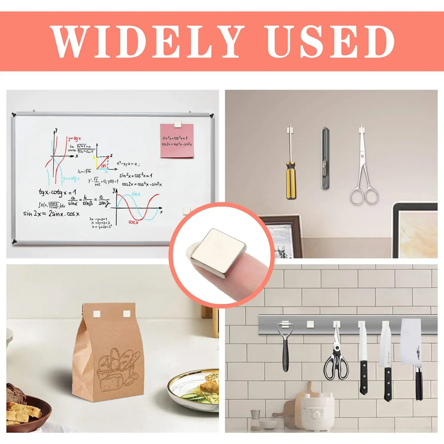 Ímãs de neodímio - Ímãs de terras raras super fortes, retangular pequeno, 10 x 10 x 2 mm