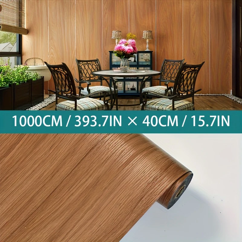 

40CM Rolled Wood Grain Mural Self-adhesive Wall Stickers Floor Sticker Background Wall Decoration Bedroom Kitchen