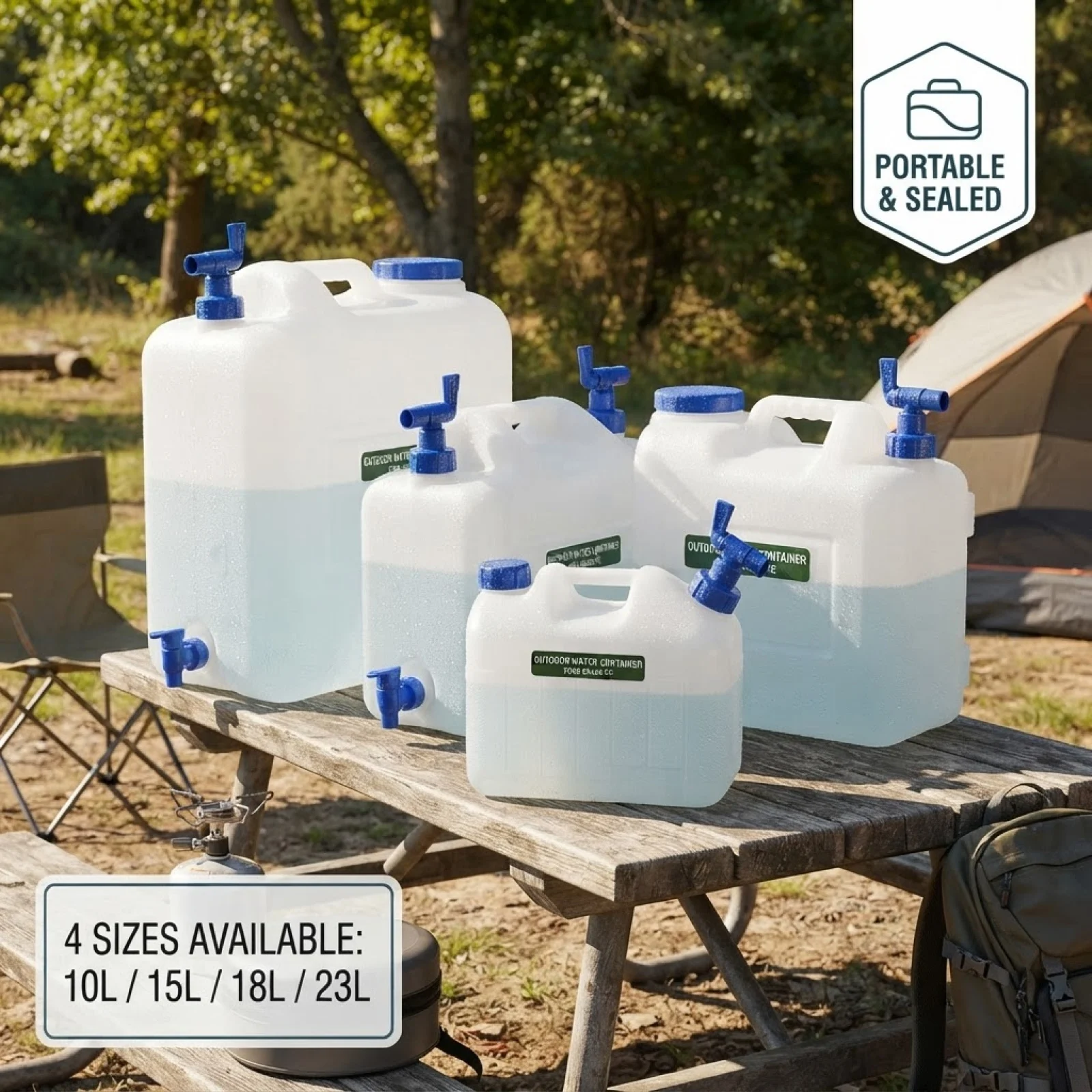 10-23L Outdoor Camping Water Storage Carrier Jug Lightweight Portable Water Bucket with Faucet for Hiking Emergency Preparedness