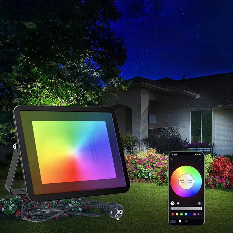 MARPOU LED 220V Tuya projecteur RGB intelligent éclairage extérieur 30W 50W 100W lumière réglable avec projecteur de commande vocale