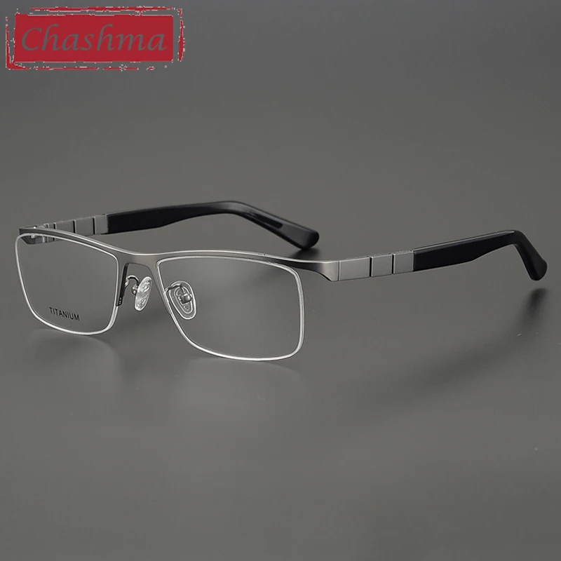Chashma Glasses Gentlemen Frames Optical Eyeglasses Lightweight Pure Titanium Half Rim Eyewear for Prescription Lenses Men Gafas