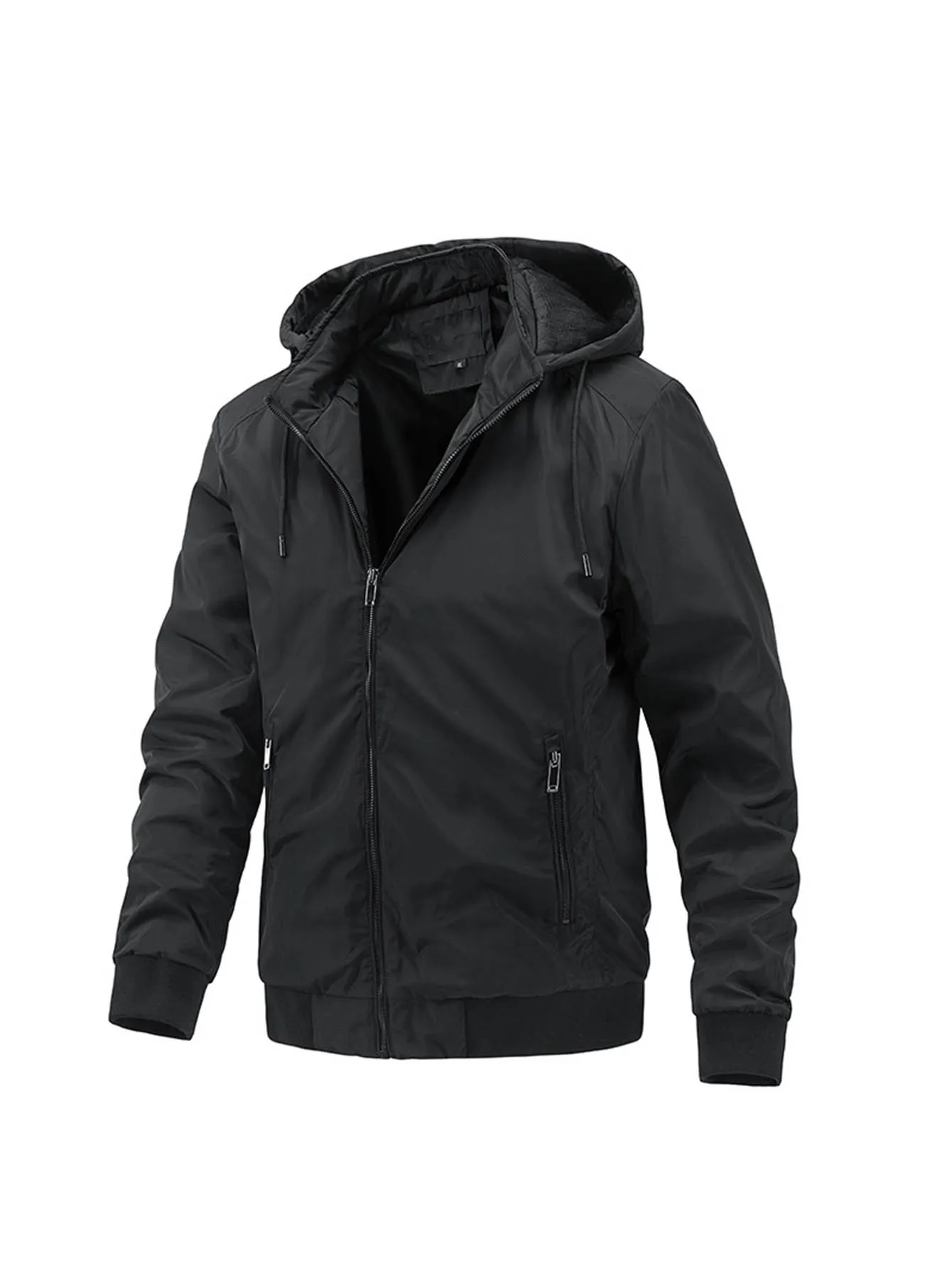 

Men's Spring Fall Jacket with Detachable Hood Lightweight Casual Sports Coat