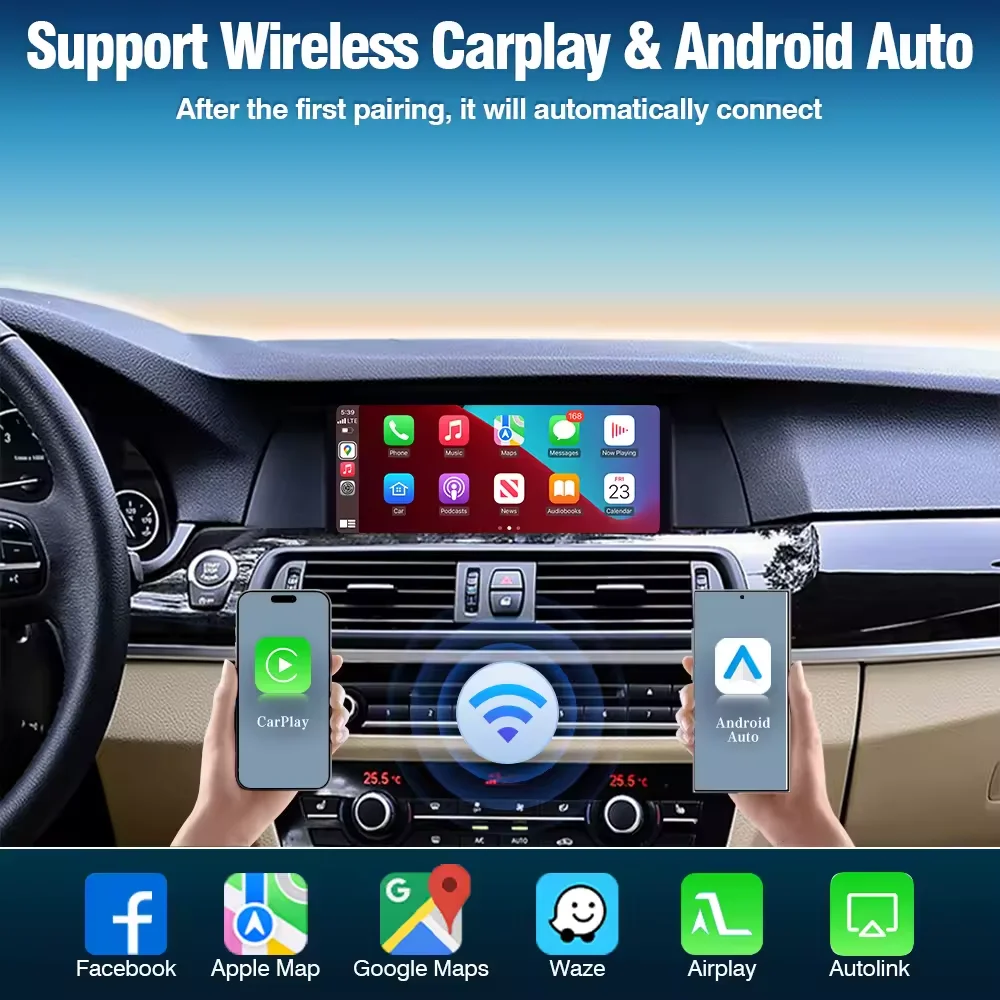 Drahtlose CarPlay Android Auto Decoder Für BMW CCC 3 5 Serie X5 X6 E90 E91 E92 E93 E60 E61 E70 E71 E72 BT AUX Spiegel Link Modul