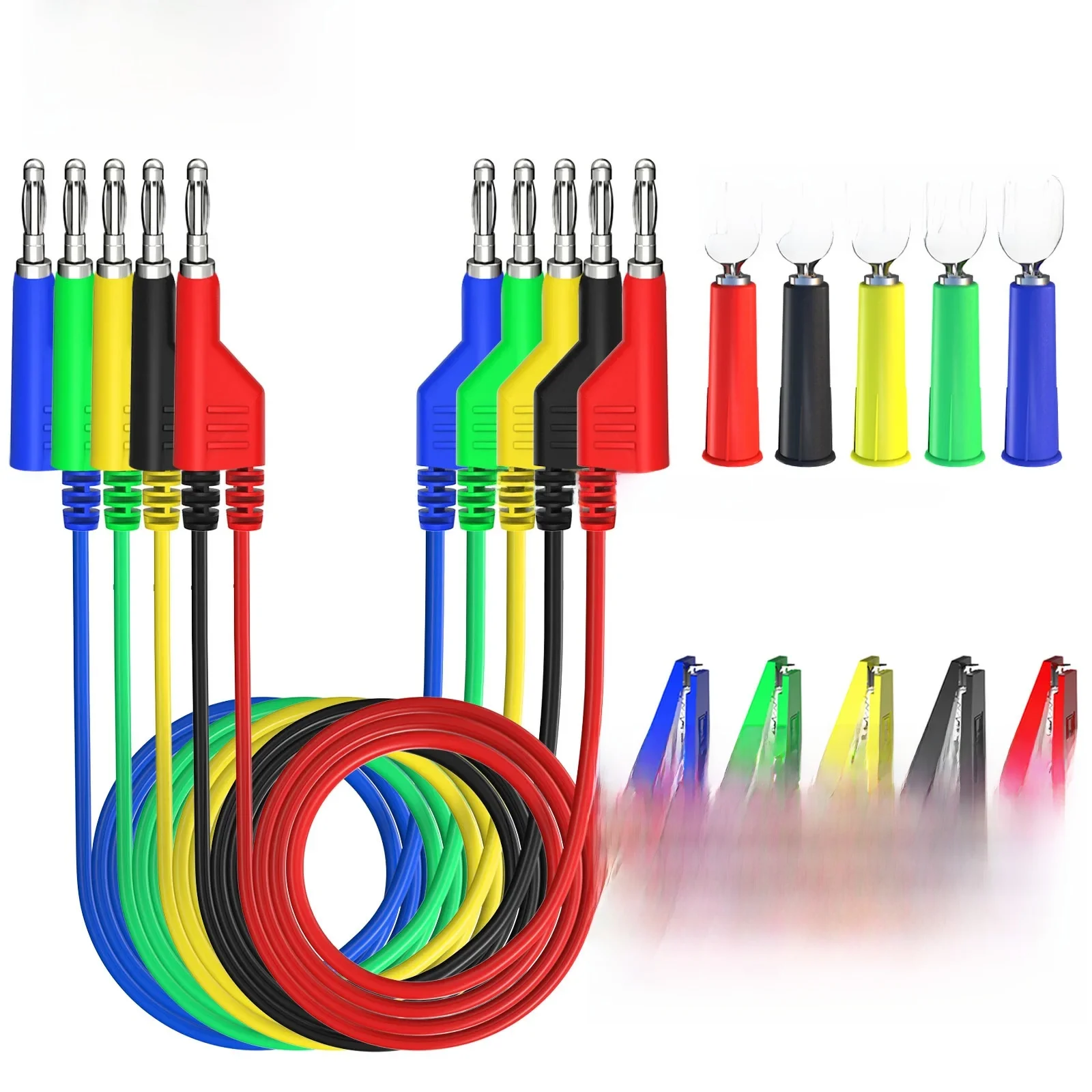 Aleqee-Kit de fils de test multimètre avec pince crocodile, 15 pièces, P1036A, 6mm, fiche 1m, fil 1000V 15A