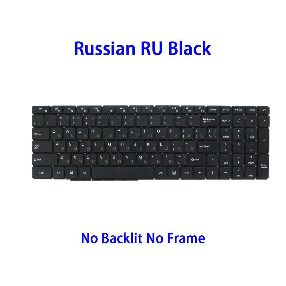 New Russian RU United States US Keyboard For Teclast F15 Pro XU156S Black Silver No Frame Backlit No Backlit