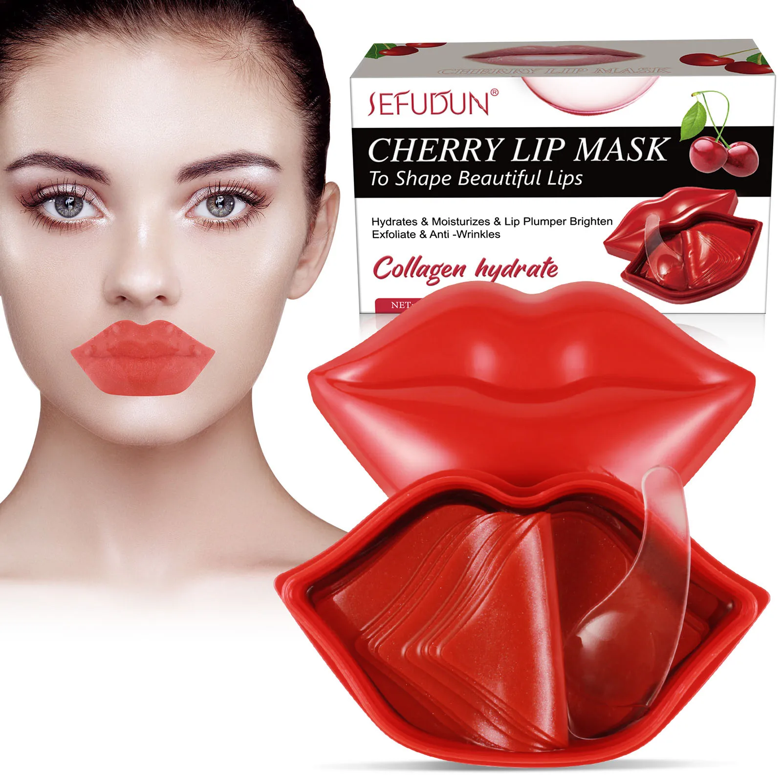 Cherry Lip Mask Hydrates Moisturizes Lip Plumper Brighten Exfoliate  Anti-Wrinkles for Dry Lips & Lines Overnight Care Gel Masks