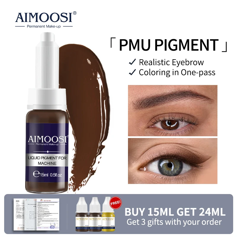 

AIMOOSI Permanent Makeup Pigments for Eyebrows 15ml Professional Microblading PMU Ink Eyebrow Tint for Airbrush Tattoo Inks