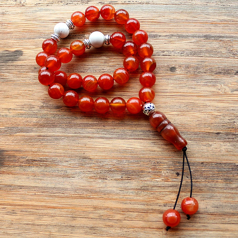 muculmano tasbih rosario natural agata vermelha pedra handmade islam subha allah oracao beads 33 beads 01