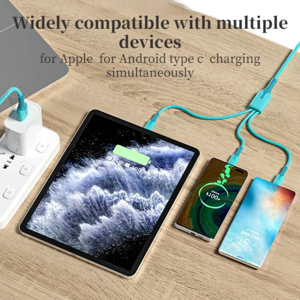 3 In 1 Type C Cable USB Phone Charging Cable Multi Port Charger Cord For iPhone Huawei Samsung Multiple USB Charging Wire Line