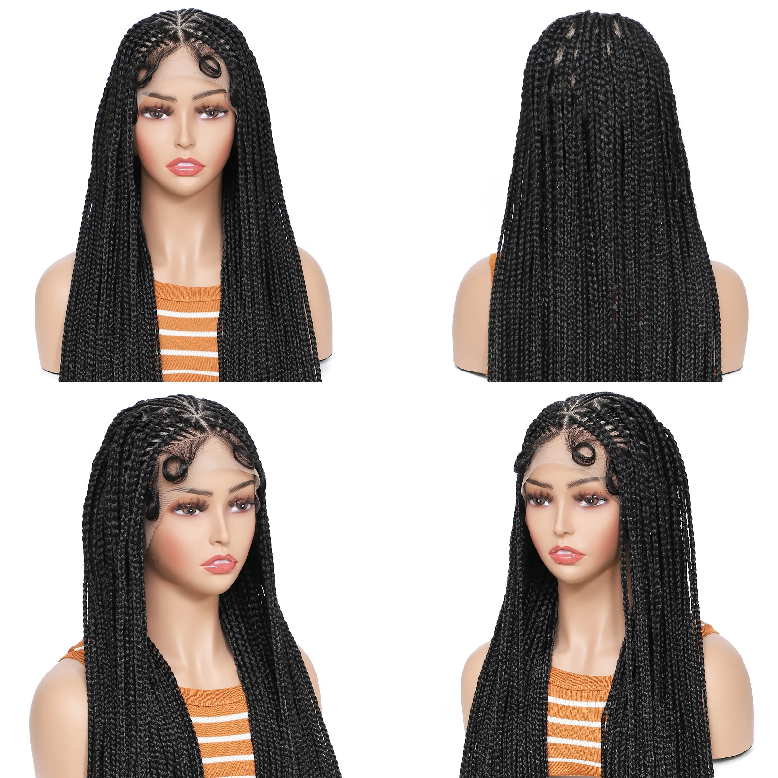 36Inch Senegalese Twists Synthetic Full Lace Braided Wigs for Black Women Box Braid Knotless Lace Front Braid Wig with Baby Hair