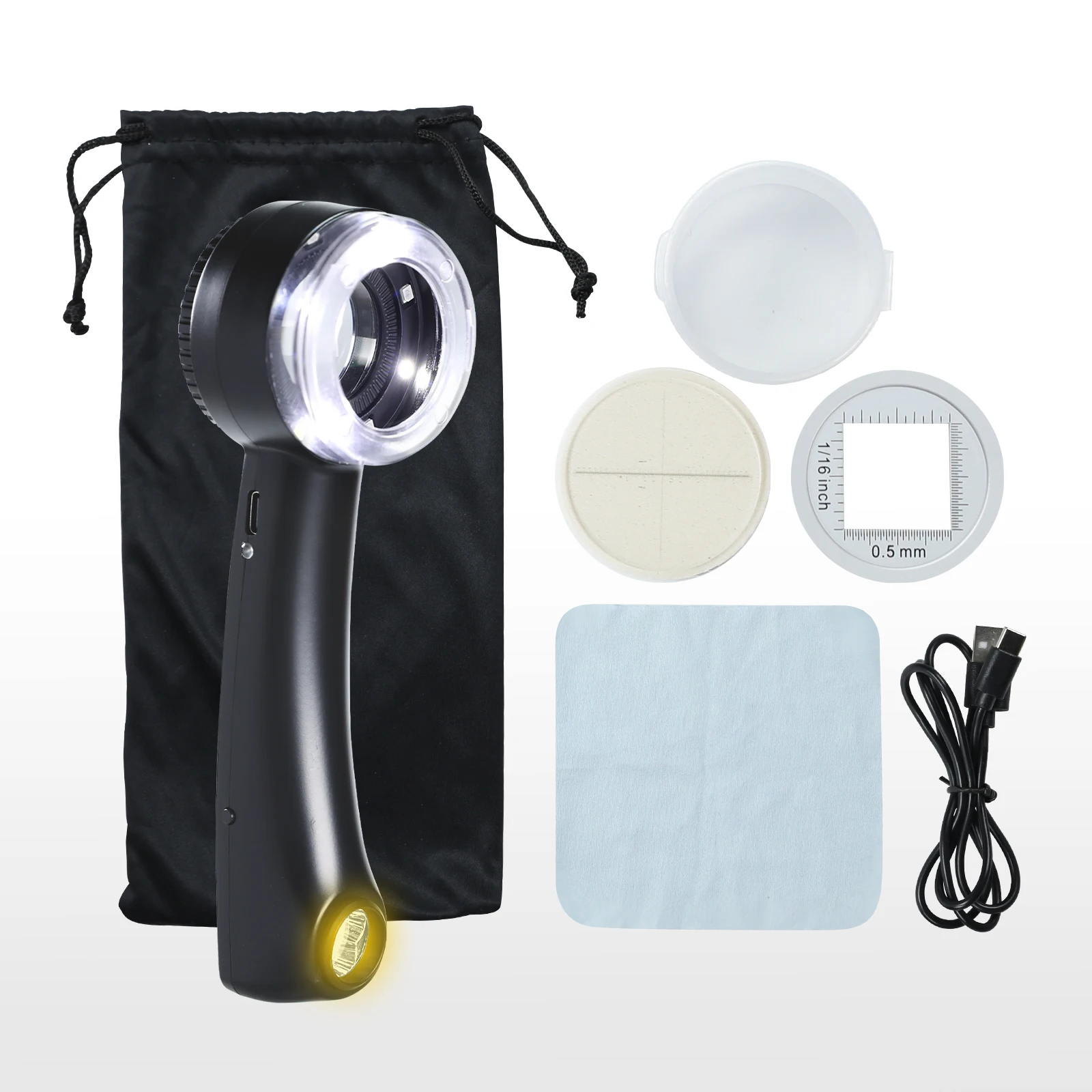 10X Rechargeable Scale Loupe, Dual LED & UV Light Magnifier, Tri-Color Gemstone Identifer, K9 Optical Glass Magnifying Glass