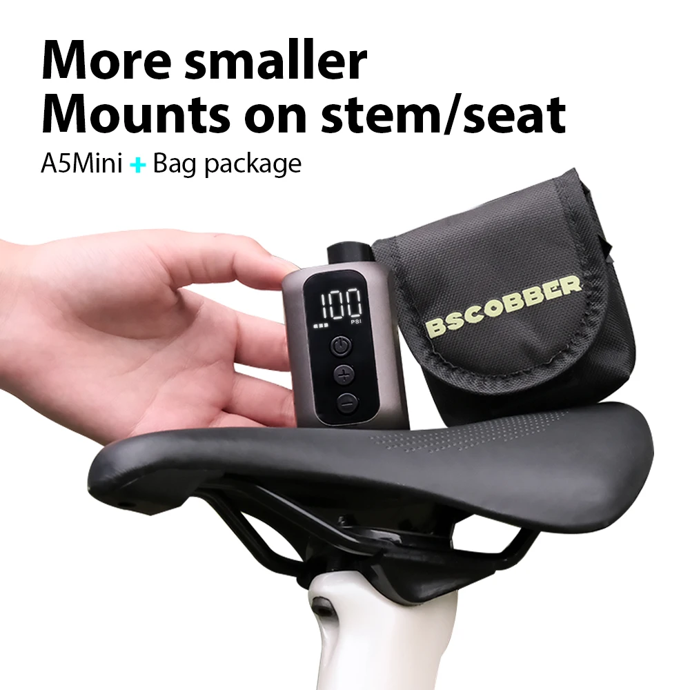 

BSCOBBER Rechargeable Air Pump Tire Inflator Wireless Portable Mini Pump With Bike Bag 100PSI Lightweight Cycling Accessories