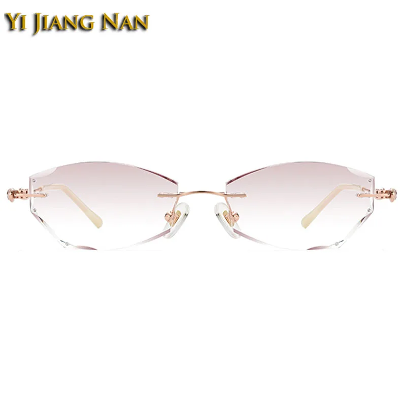 Women Titanium Diamond Trimmed Fashion Tint Color Lens Optical Prescription Glasses Frame Lightweight Eyeglasses Trend Eyewear