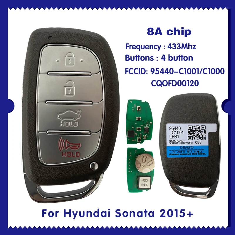 

For Hyundai Sonata 2015+ Genuine Smart Key Remote 8A Chip 433MHz 95440-C1001/C1000 CQOFD00120 CN020146