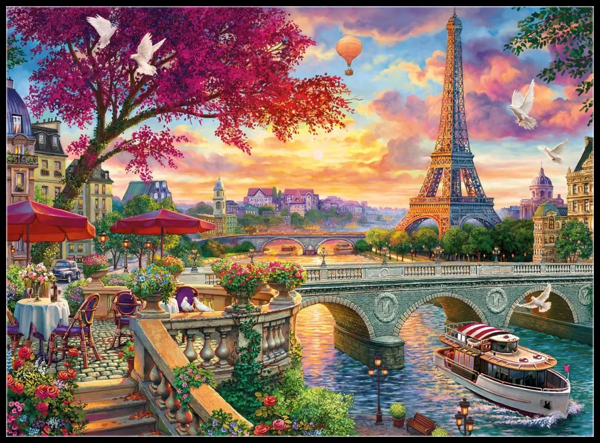 

Blooming Paris - Counted Cross Stitch Kits - DIY Handmade Needlework Embroidery 14 CT Aida Sets DMC Color